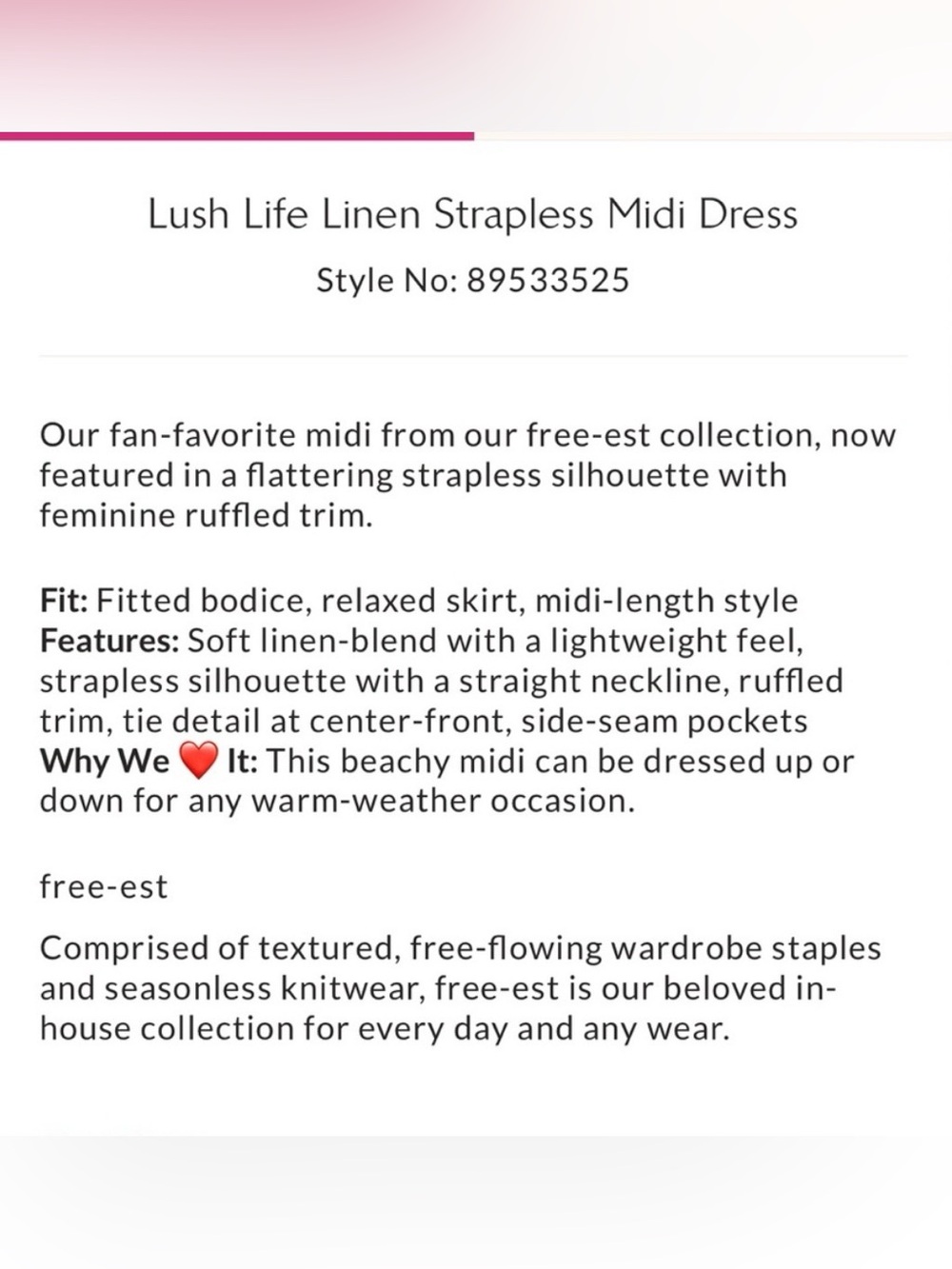 Free People Lush Life Linen Blend Strapless Ruffle Smocked Maxi Dress - Teal - Picture 4 of 11